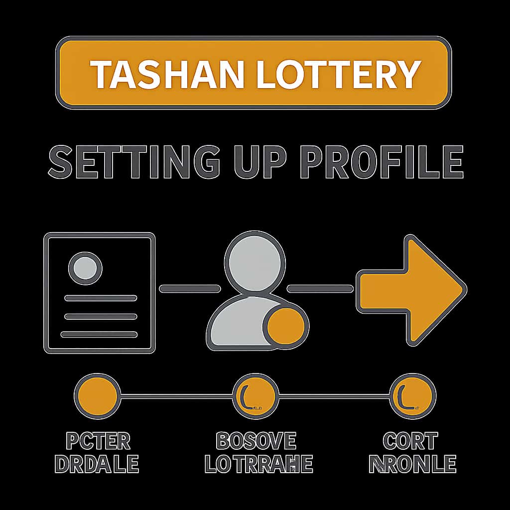 An illustrative diagram showing the steps to configure a Tashan Lottery profile.