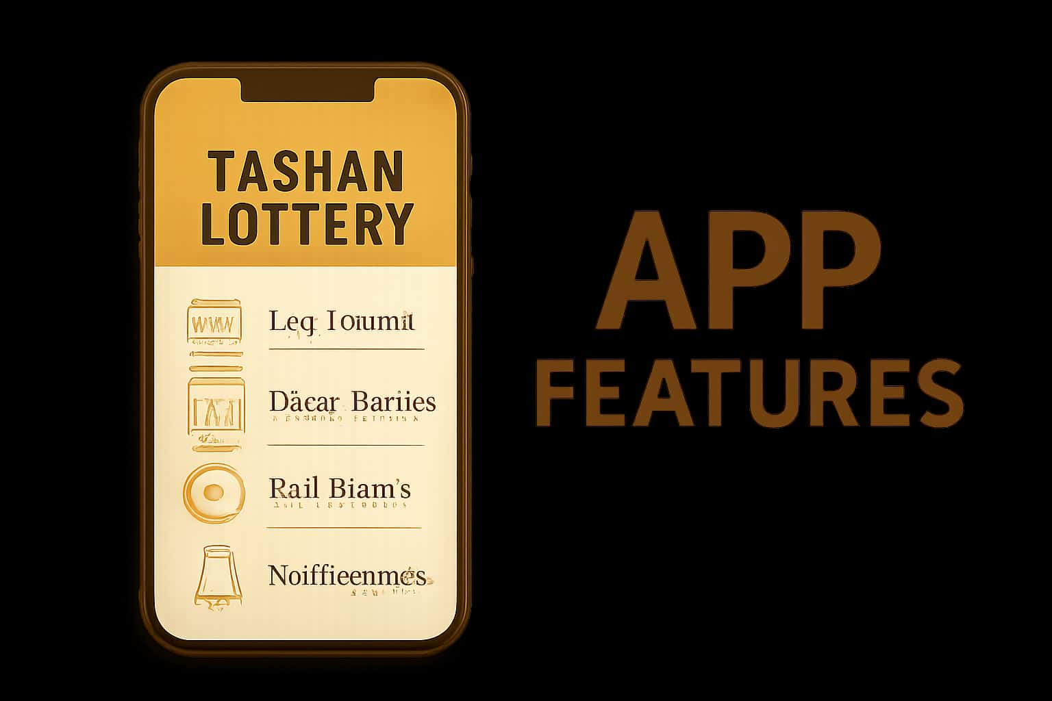 A conceptual image depicting Tashan Lottery App Features in a professional setting.