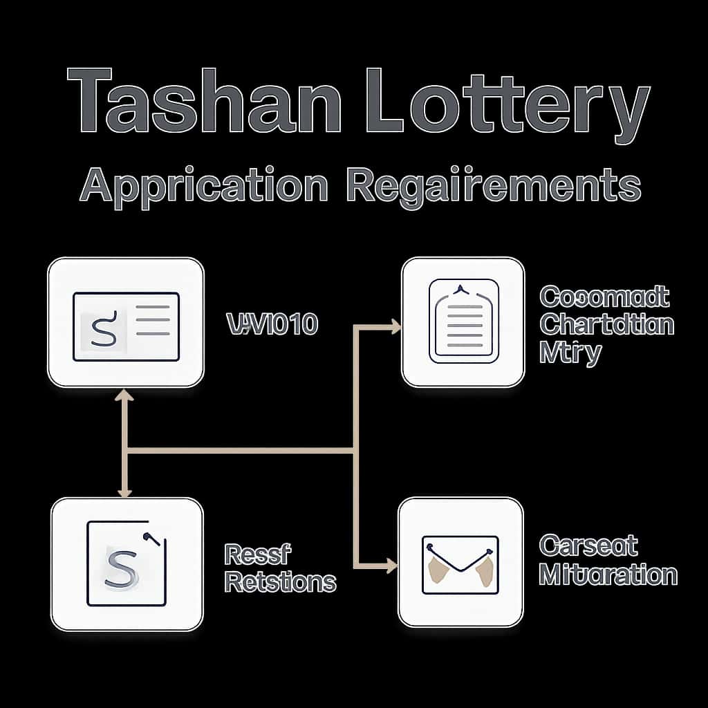 An educational diagram detailing the requirements for the Tashan Lottery application.